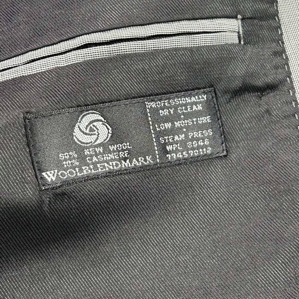 Alfani Suit Mens 44L Jacket 38x33 Pants Gray Wool Cashmere Check 2 Piece - Picture 9 of 16